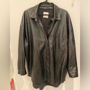 Zara Faux Leather Shirt Jacket
